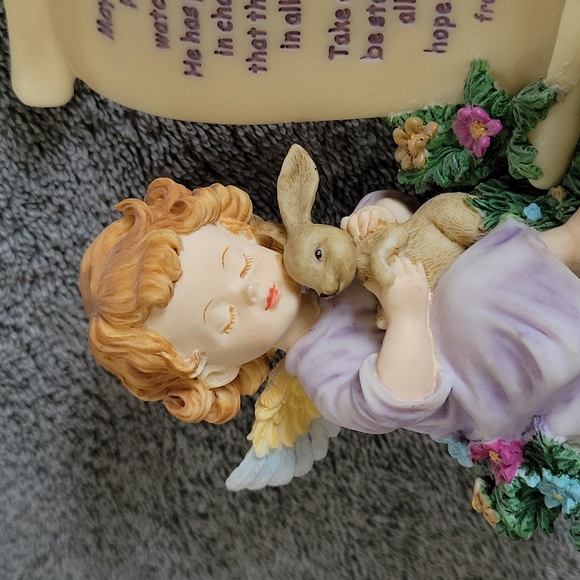 Angel with Bunny & Biblical Verse Statue!! - Picture 6 of 8